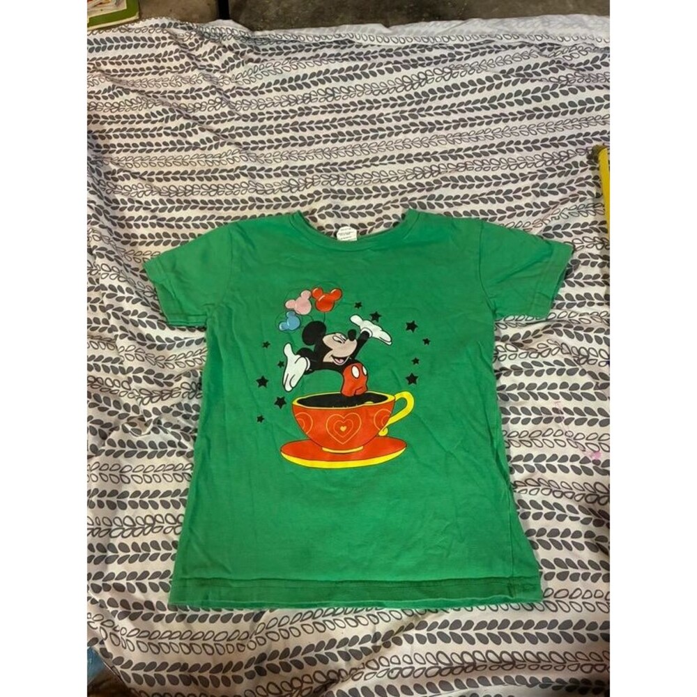 Children’s Vintage Disney Mickey Mouse Teacups Green T Shirt Size 4t